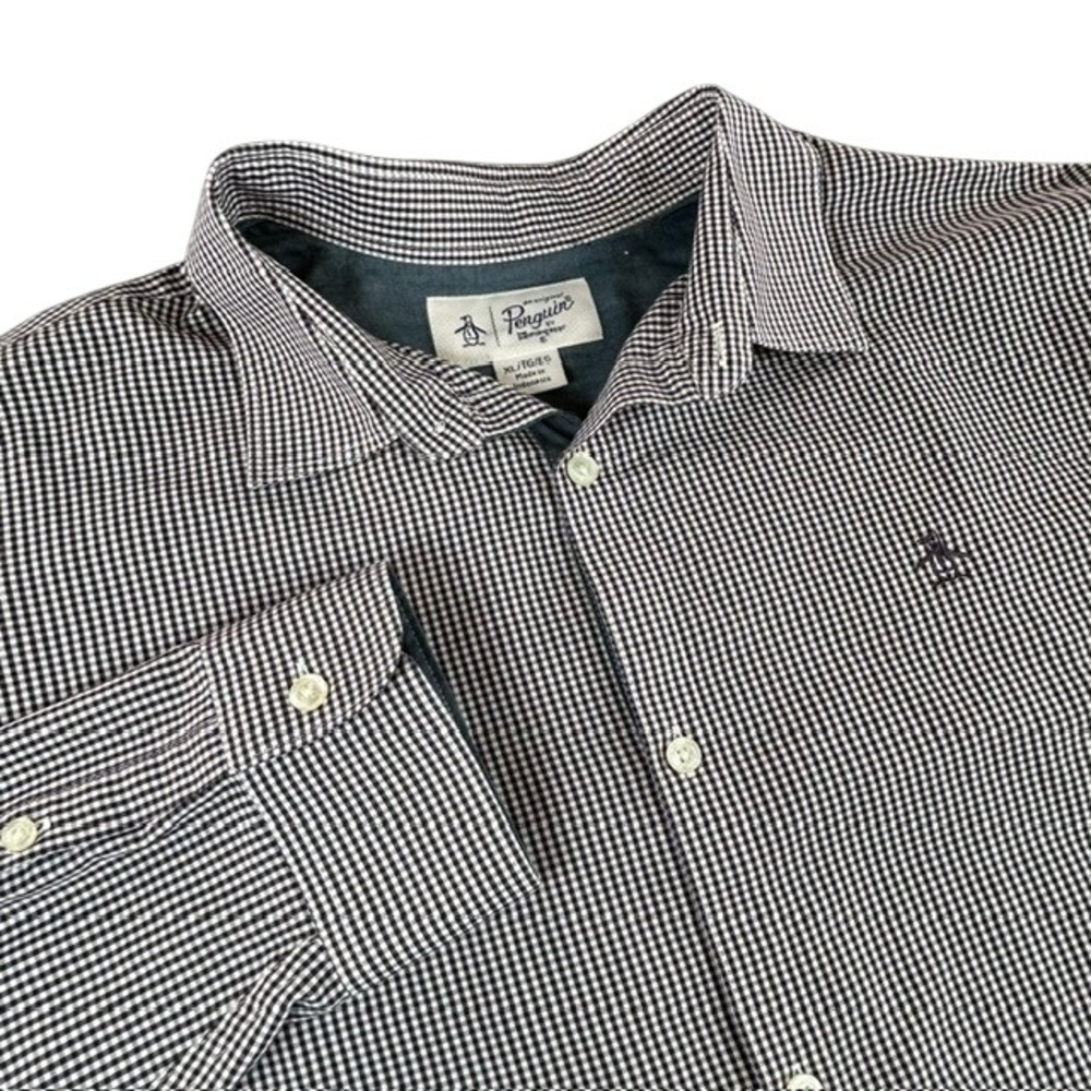 Original Penguin Men's Long Sleeve Button Up Dress Shirt XL Purple/White